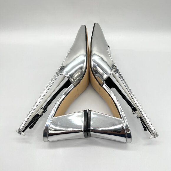 Marc Fisher Womens 9M Lethe Silver Mirror Slingback Heels Pumps Shoes - Picture 8 of 13